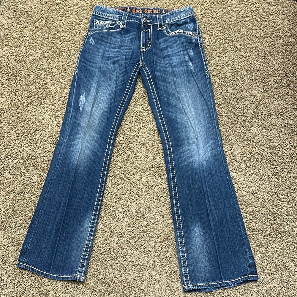 Men’s sz 34 x 33 long Rock Revival Dustin boot jean